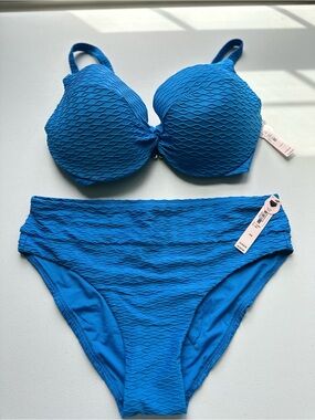 Victoria's Secret Bright Blue Textured Underwire Bikini Set